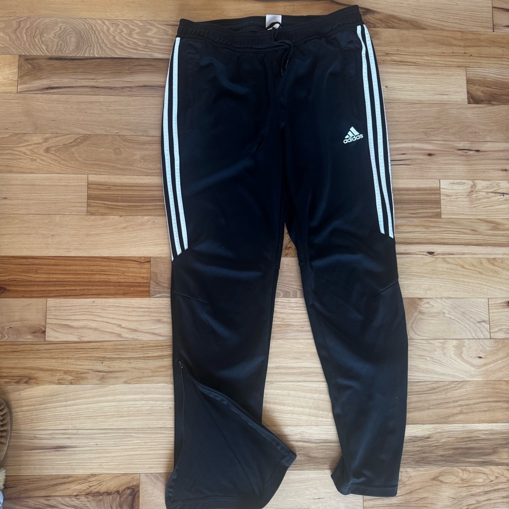 Adidas Black Joggers with White Accents